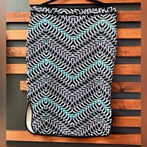 Vintage Bisou Bisou Black and Blue Straight Skirt With Side Slit Hem Size Medium